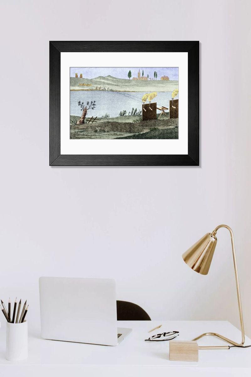 Shown hanging in a room: Modern 14"x12" (36x31cm)