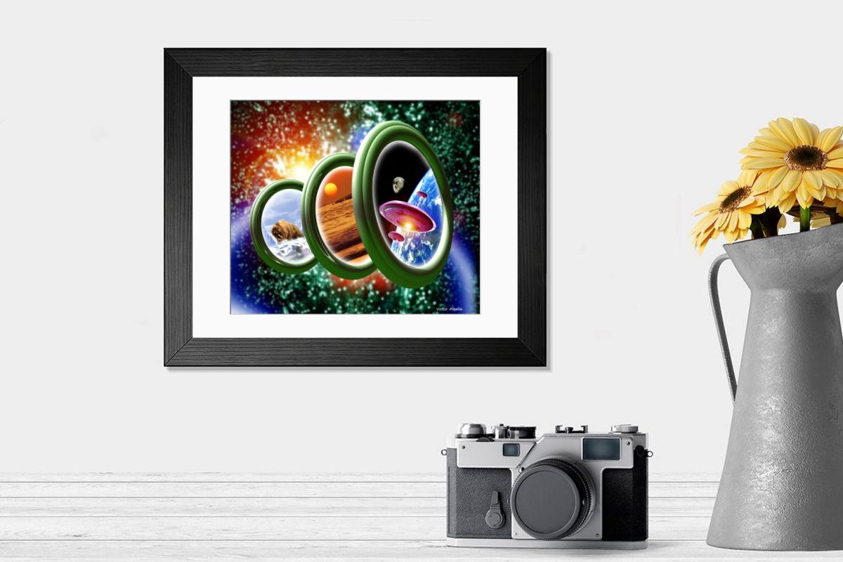 Shown hanging in a room: Modern 14"x12" (36x31cm)