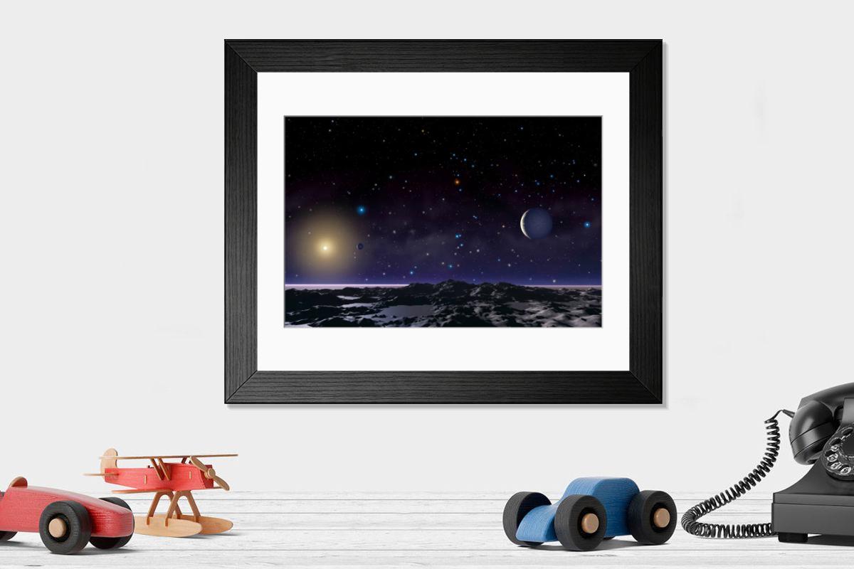 Shown hanging in a room: Modern 14"x12" (36x31cm)