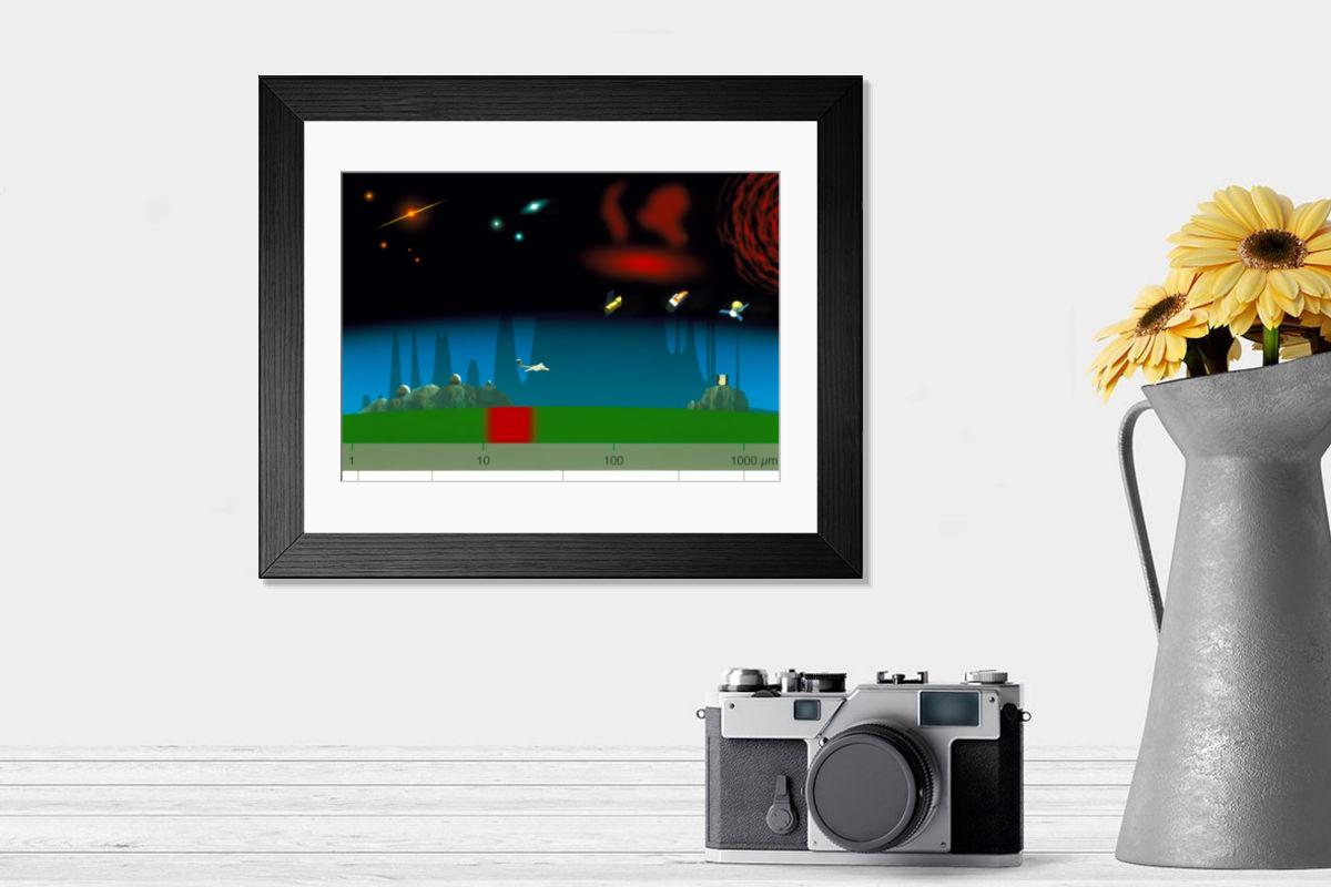Shown hanging in a room: Modern 14"x12" (36x31cm)