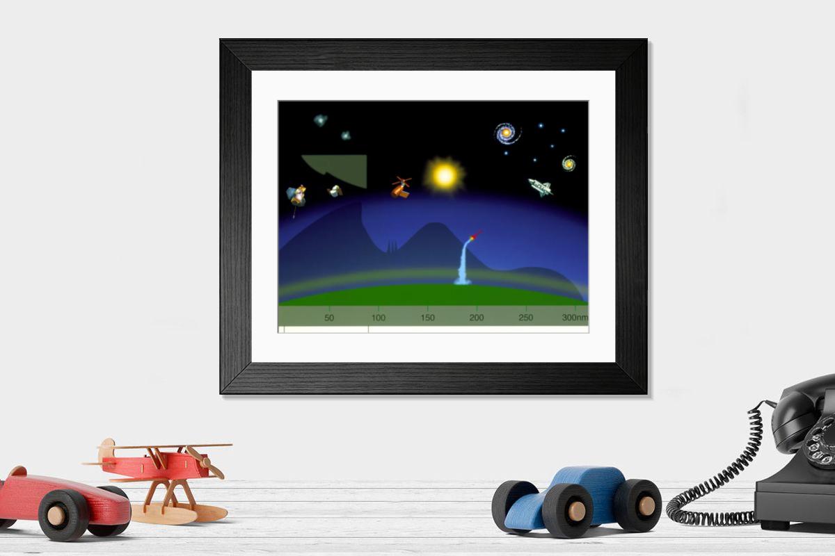 Shown hanging in a room: Modern 14"x12" (36x31cm)