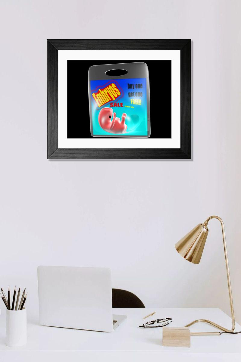 Shown hanging in a room: Modern 14"x12" (36x31cm)