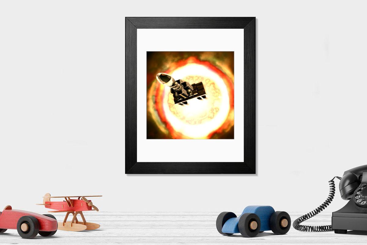 Shown hanging in a room: Modern 14"x12" (36x31cm)