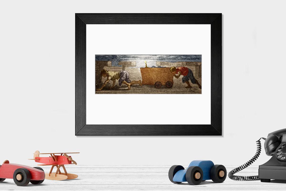 Shown hanging in a room: Modern 14"x12" (36x31cm)