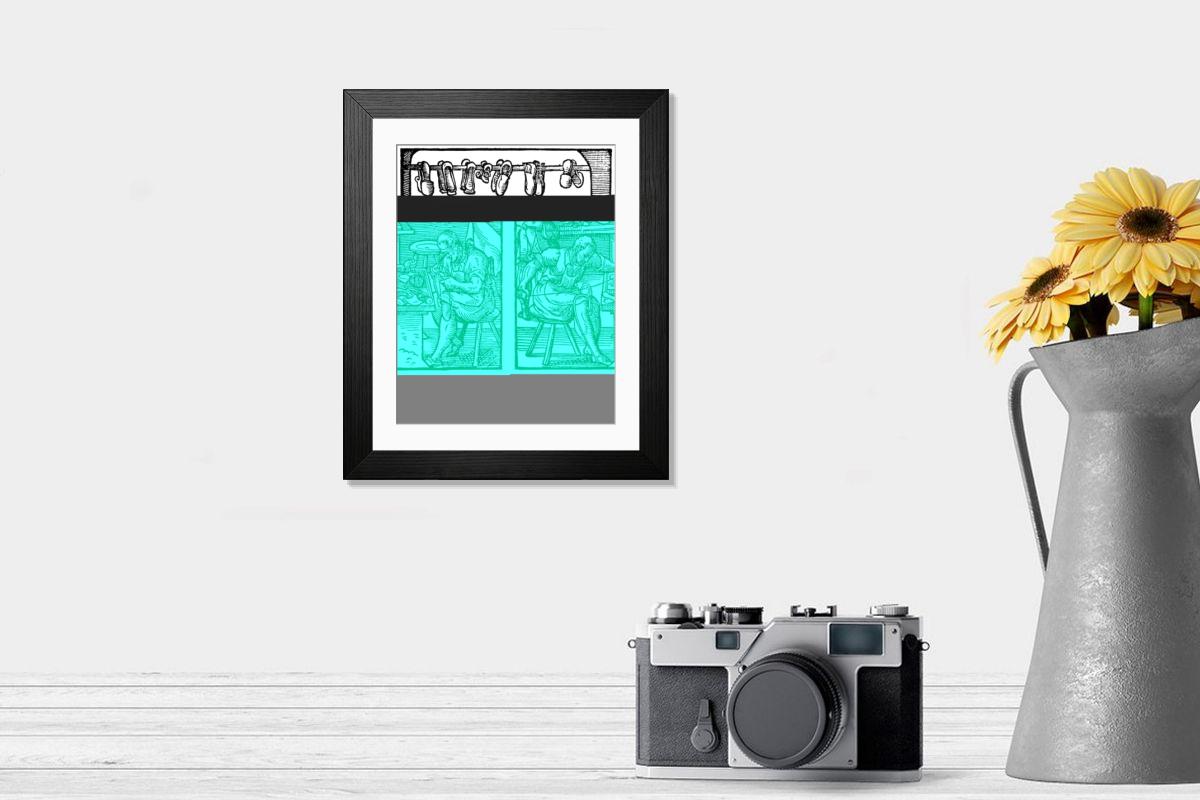 Shown hanging in a room: Modern 14"x12" (36x31cm)