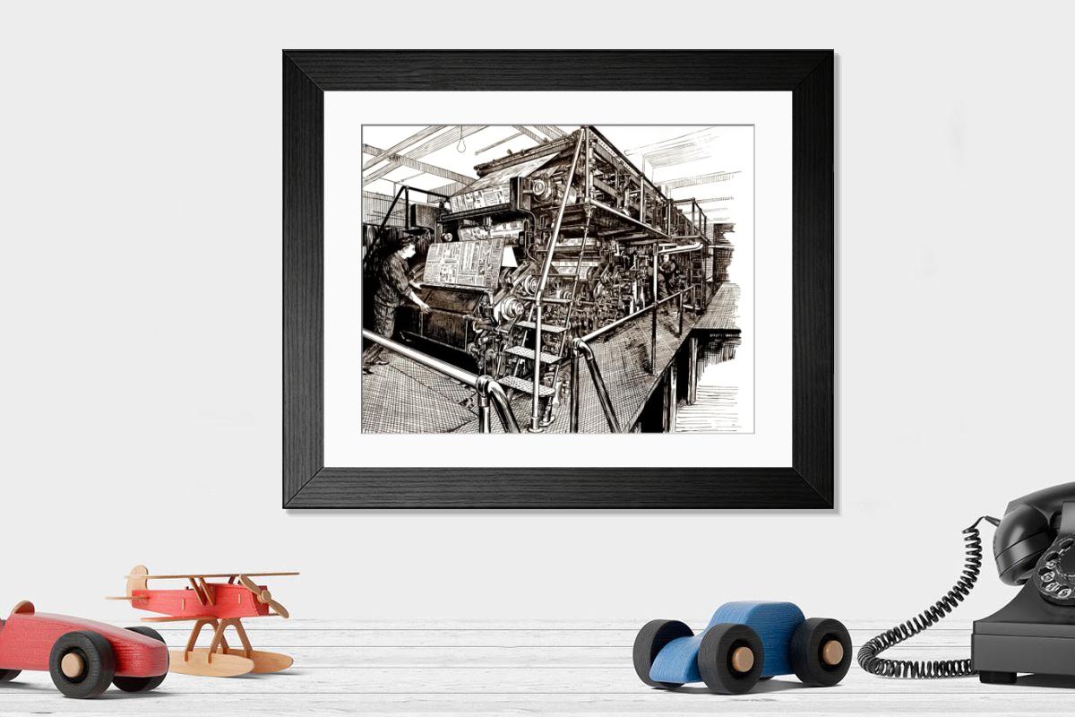 Shown hanging in a room: Modern 14"x12" (36x31cm)