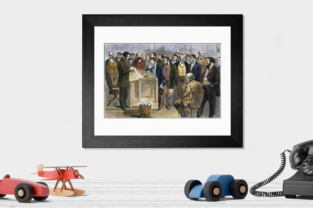 Shown hanging in a room: Modern 14"x12" (36x31cm)