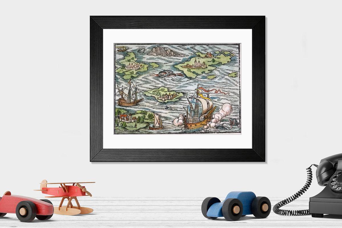 Shown hanging in a room: Modern 14"x12" (36x31cm)