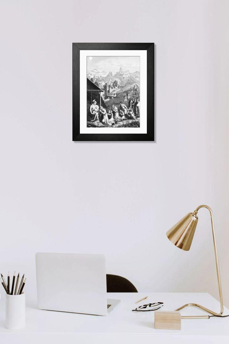 Shown hanging in a room: Modern 14"x12" (36x31cm)