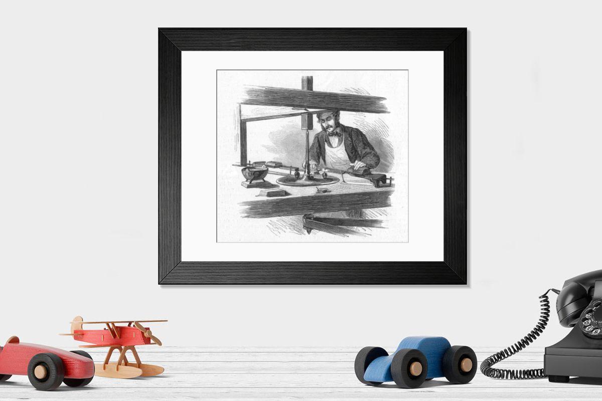 Shown hanging in a room: Modern 14"x12" (36x31cm)