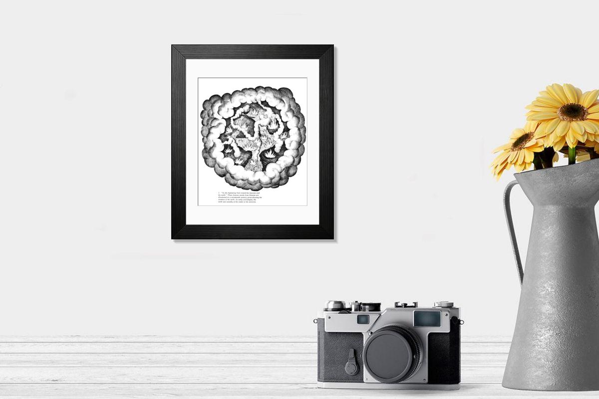 Shown hanging in a room: Modern 14"x12" (36x31cm)
