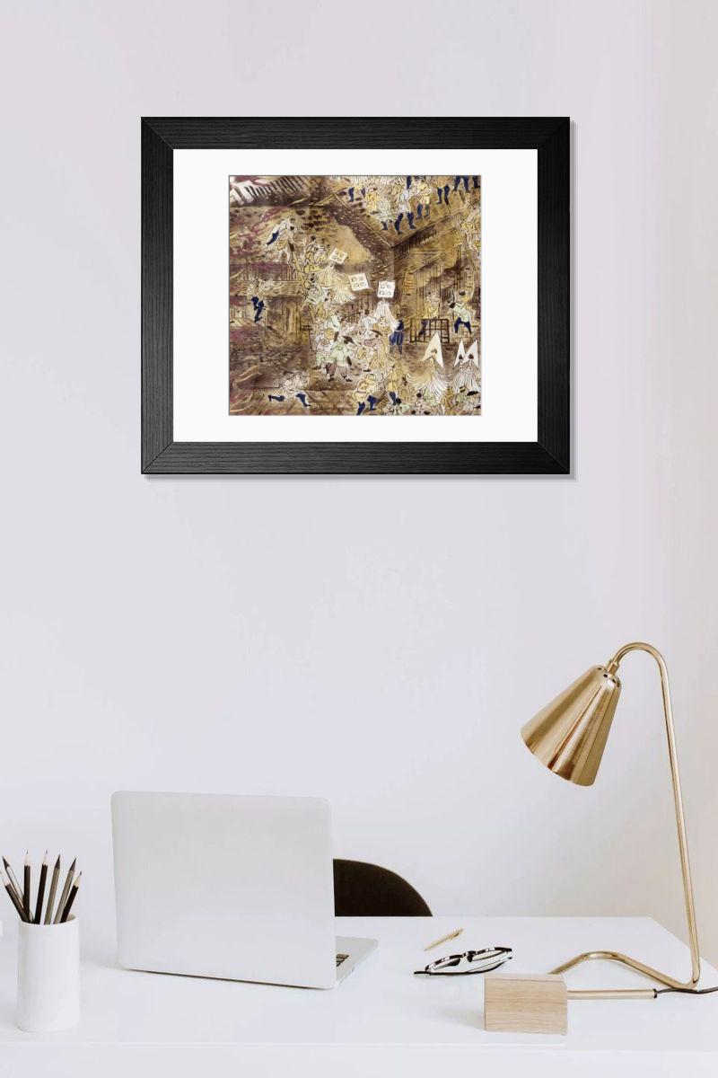 Shown hanging in a room: Modern 14"x12" (36x31cm)