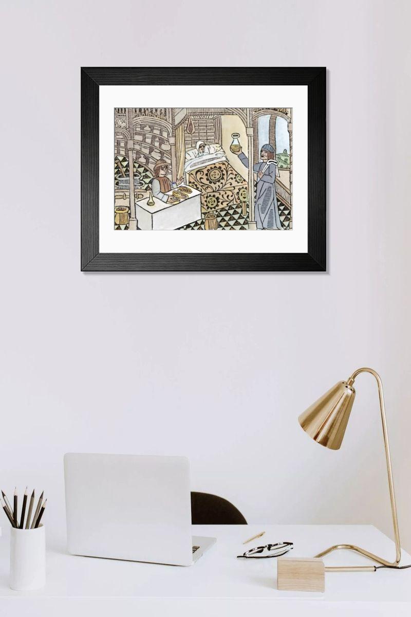 Shown hanging in a room: Modern 14"x12" (36x31cm)