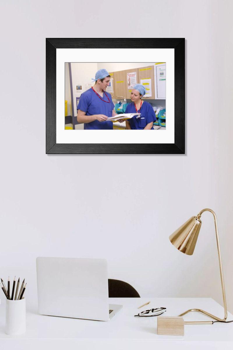 Shown hanging in a room: Modern 14"x12" (36x31cm)