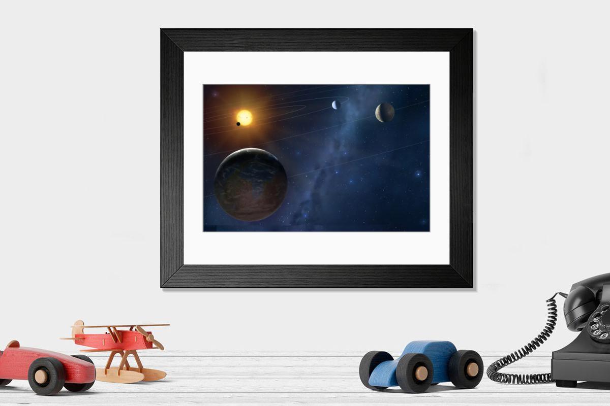 Shown hanging in a room: Modern 14"x12" (36x31cm)