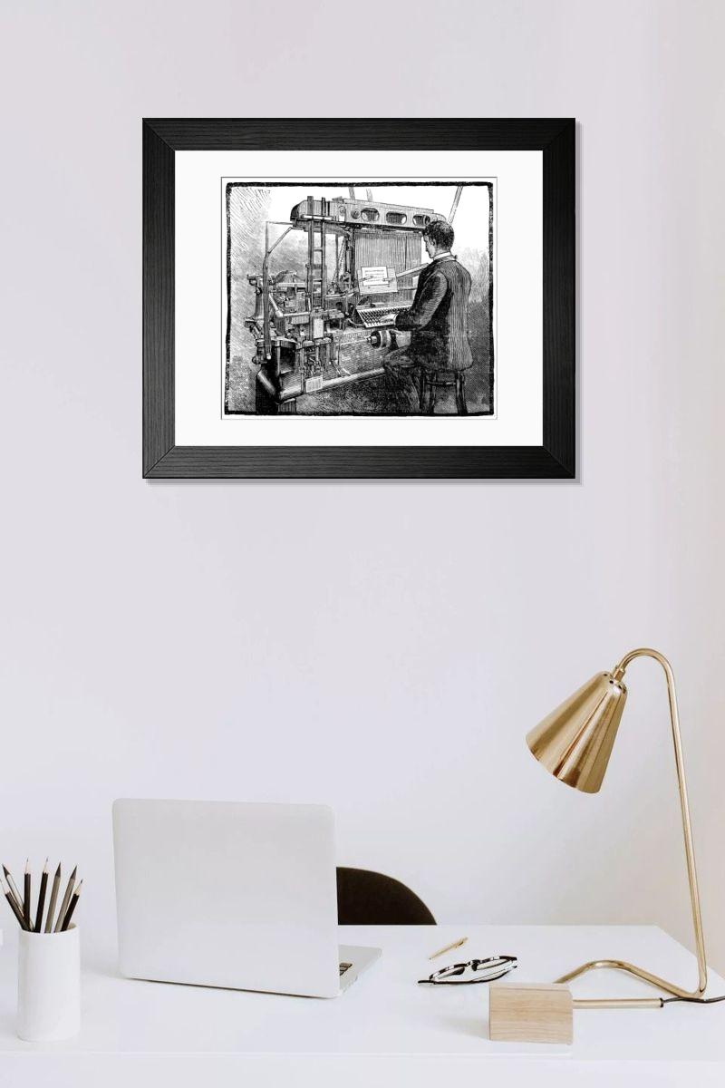Shown hanging in a room: Modern 14"x12" (36x31cm)