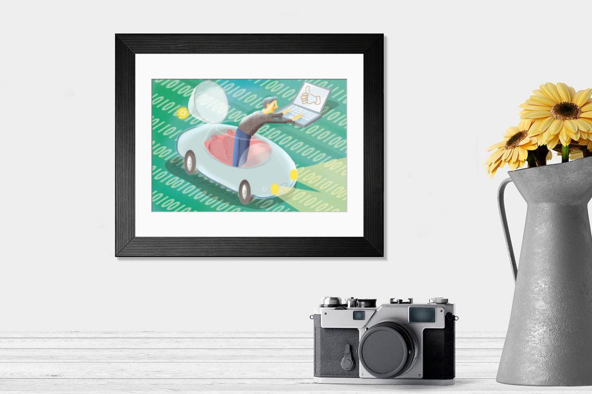 Shown hanging in a room: Modern 14"x12" (36x31cm)