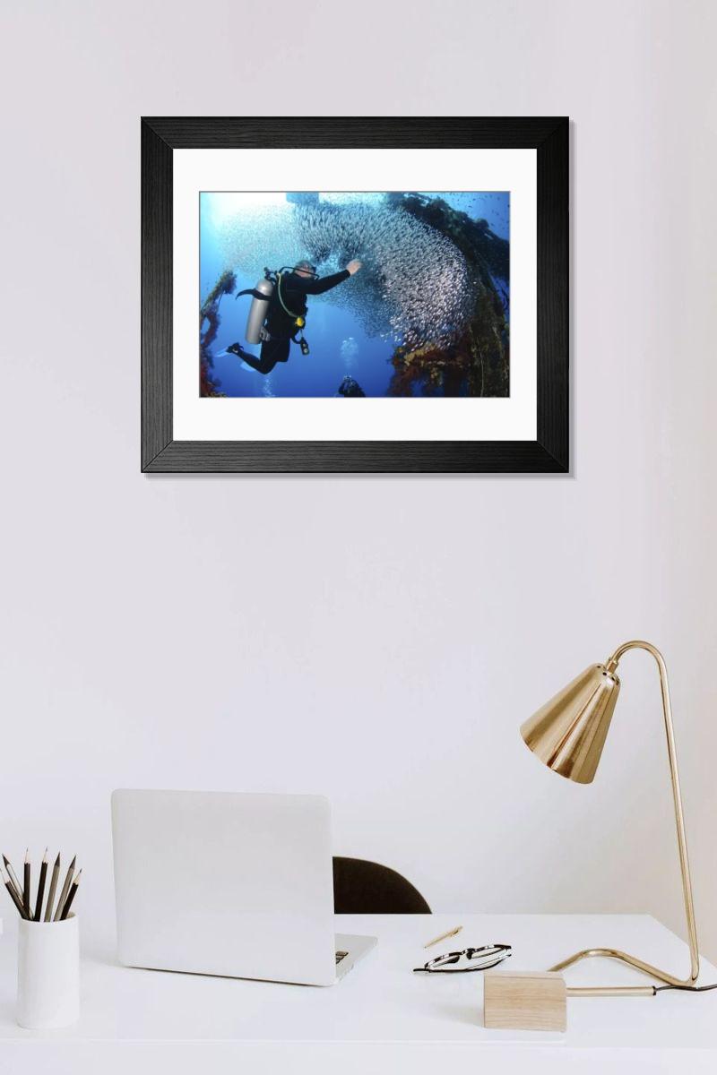 Shown hanging in a room: Modern 14"x12" (36x31cm)