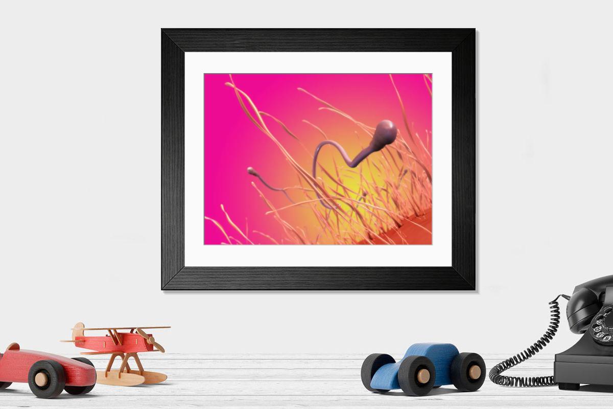 Shown hanging in a room: Modern 14"x12" (36x31cm)