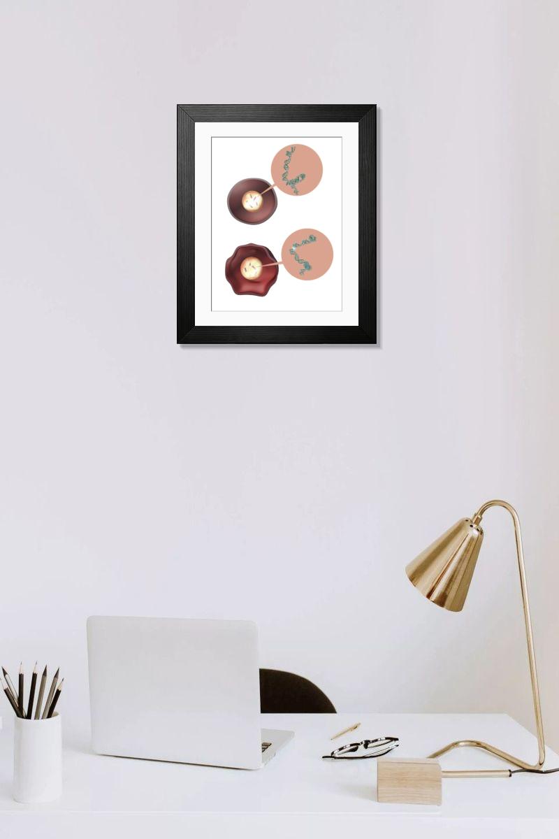 Shown hanging in a room: Modern 14"x12" (36x31cm)
