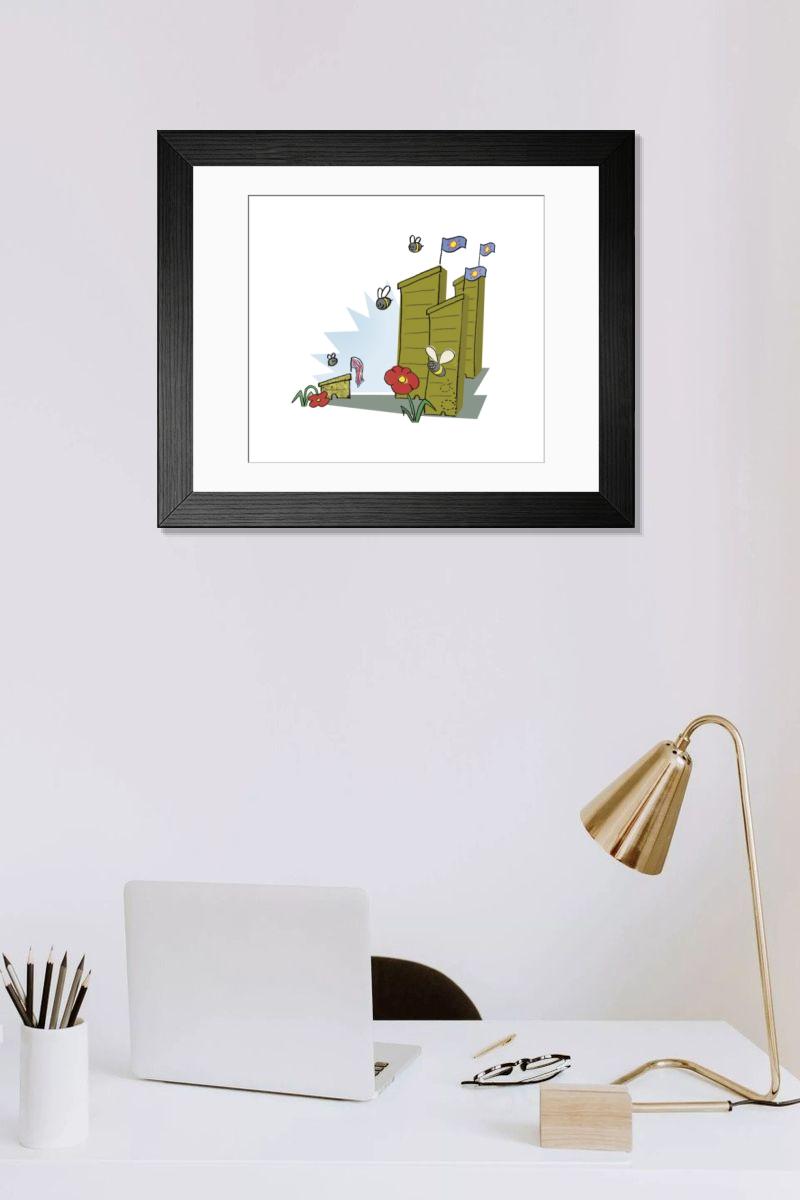 Shown hanging in a room: Modern 14"x12" (36x31cm)