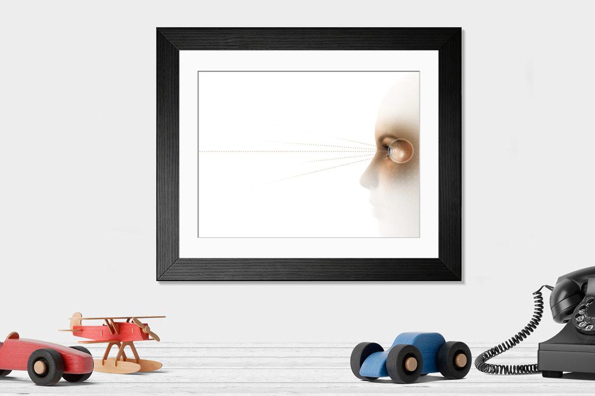 Shown hanging in a room: Modern 14"x12" (36x31cm)