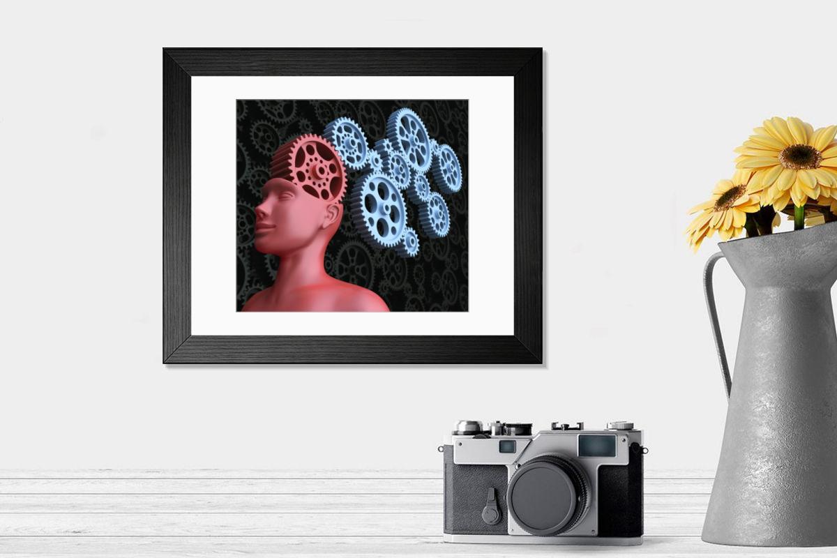 Shown hanging in a room: Modern 14"x12" (36x31cm)