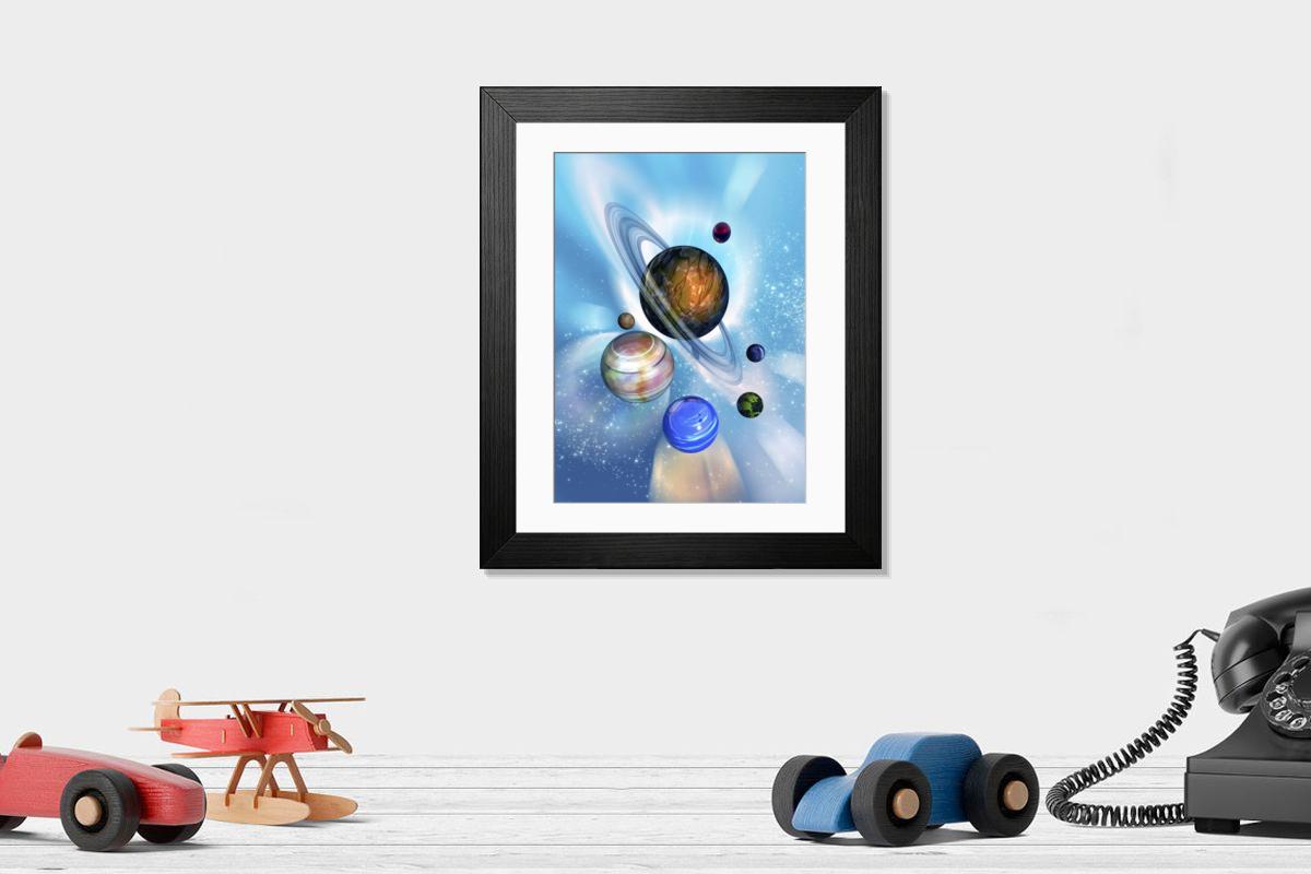 Shown hanging in a room: Modern 14"x12" (36x31cm)
