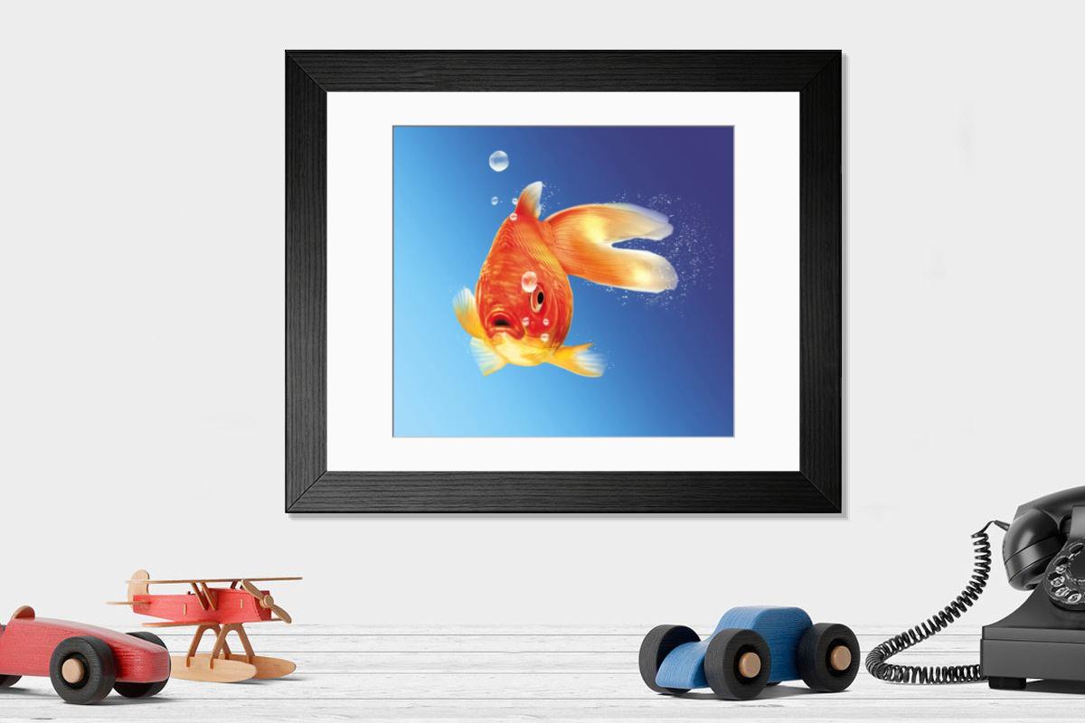 Shown hanging in a room: Modern 14"x12" (36x31cm)