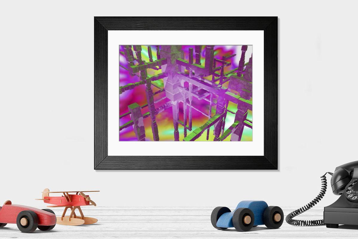 Shown hanging in a room: Modern 14"x12" (36x31cm)