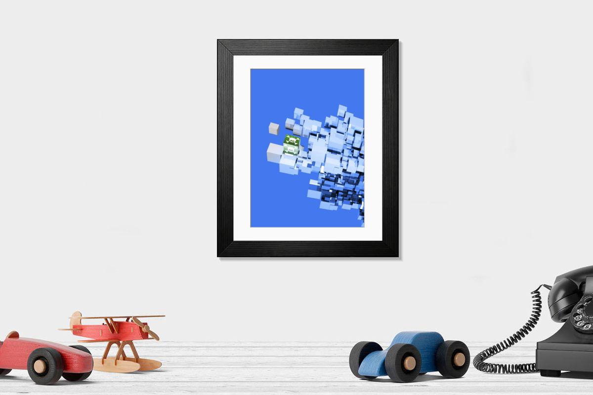Shown hanging in a room: Modern 14"x12" (36x31cm)