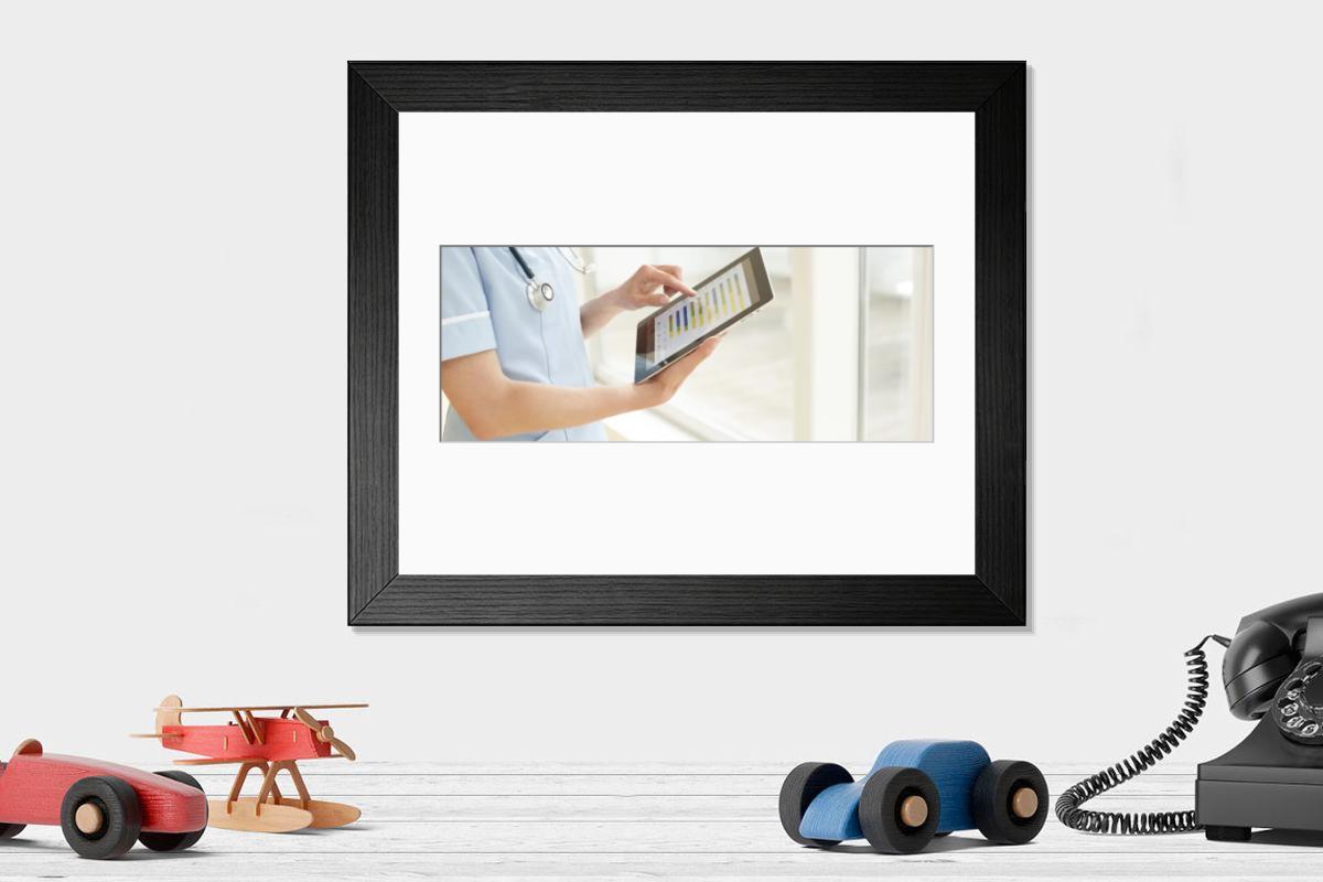 Shown hanging in a room: Modern 14"x12" (36x31cm)