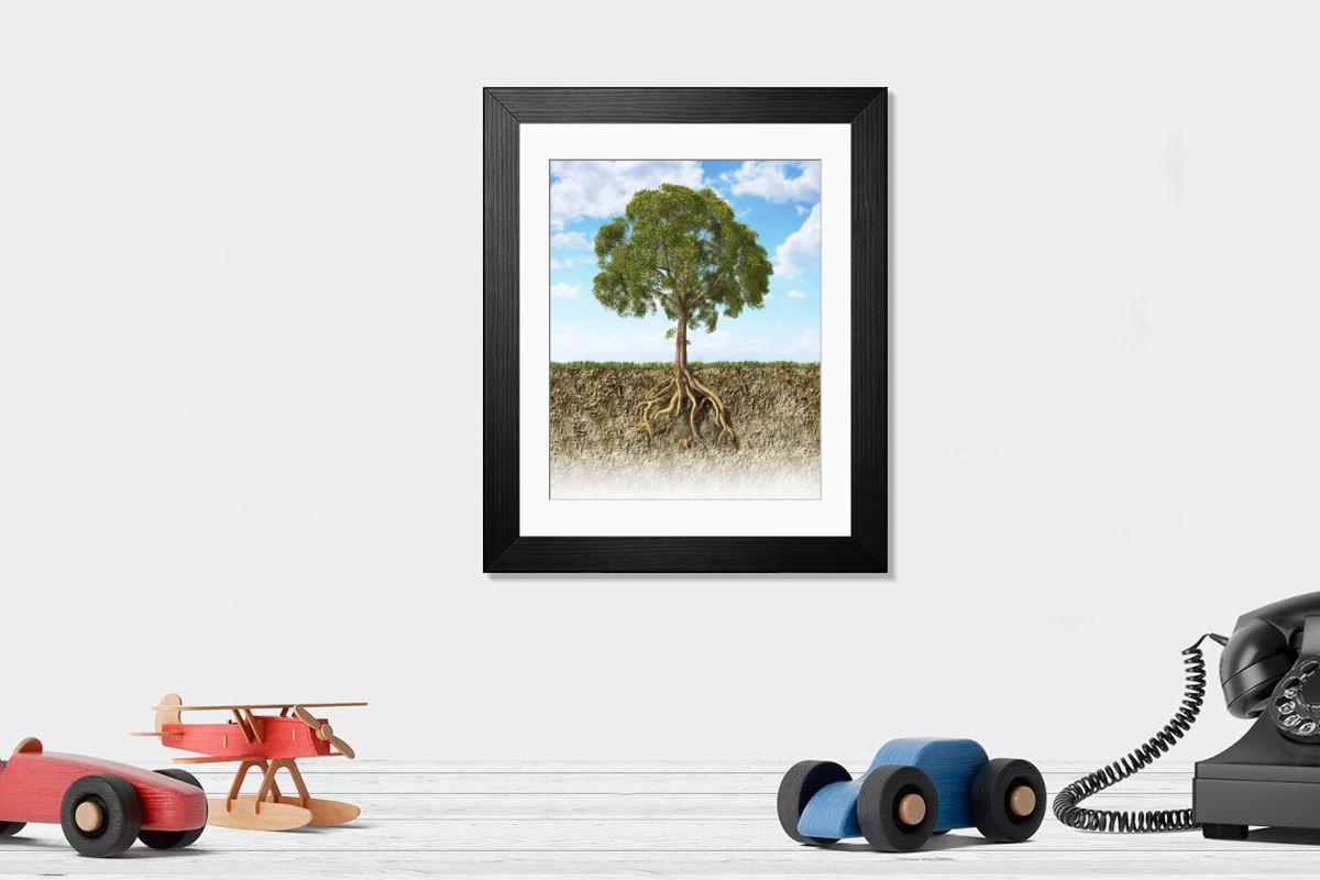 Shown hanging in a room: Modern 14"x12" (36x31cm)