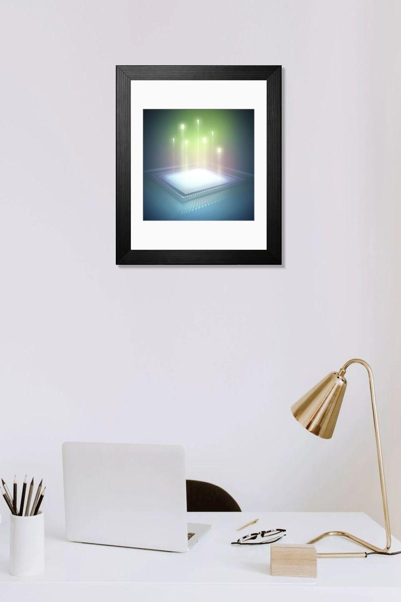 Shown hanging in a room: Modern 14"x12" (36x31cm)