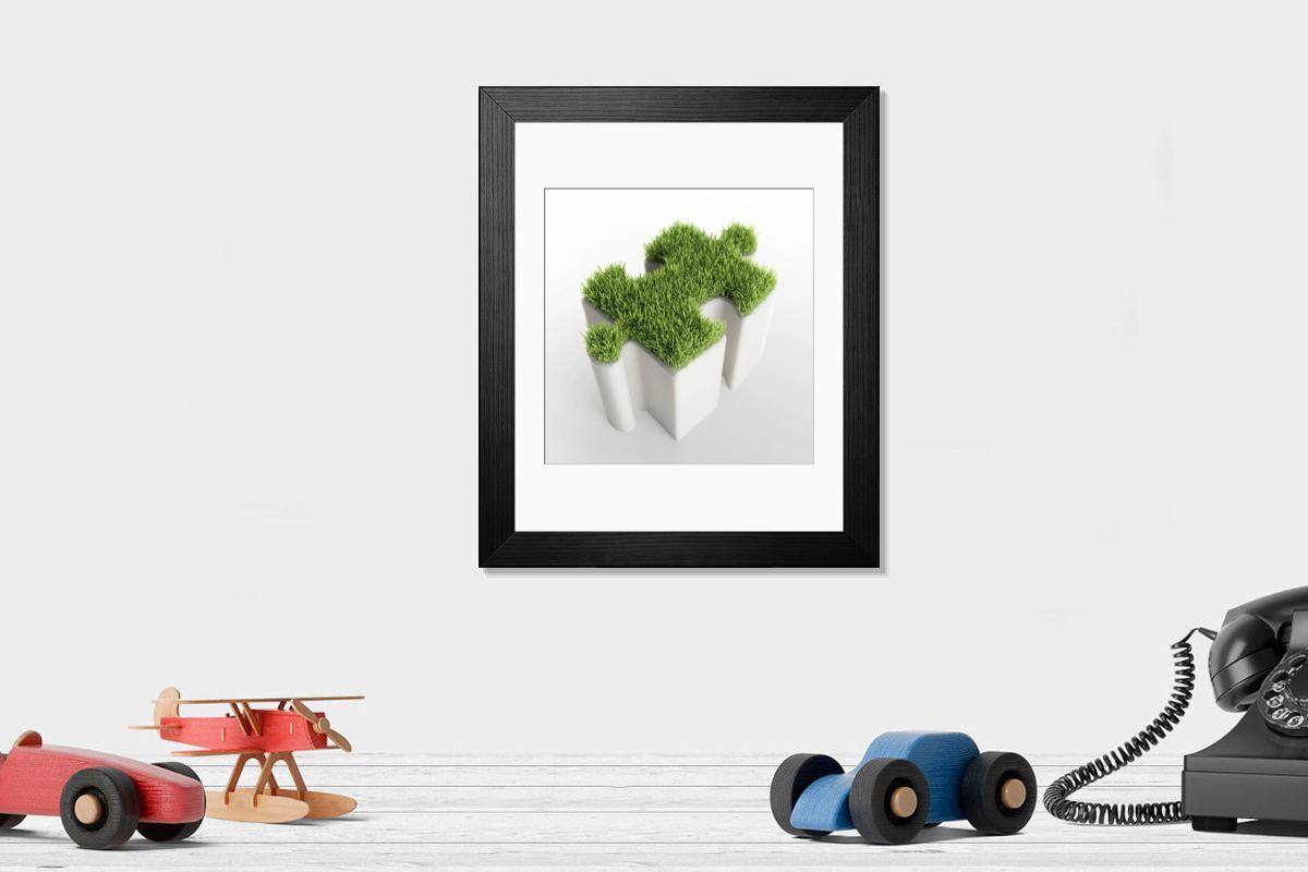 Shown hanging in a room: Modern 14"x12" (36x31cm)