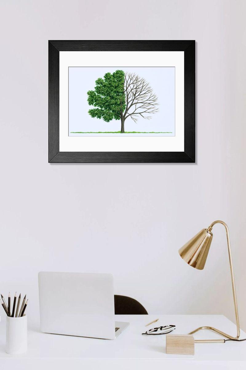 Shown hanging in a room: Modern 14"x12" (36x31cm)