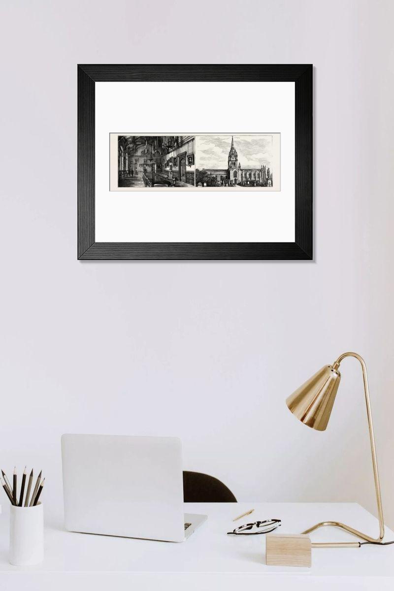 Shown hanging in a room: Modern 14"x12" (36x31cm)