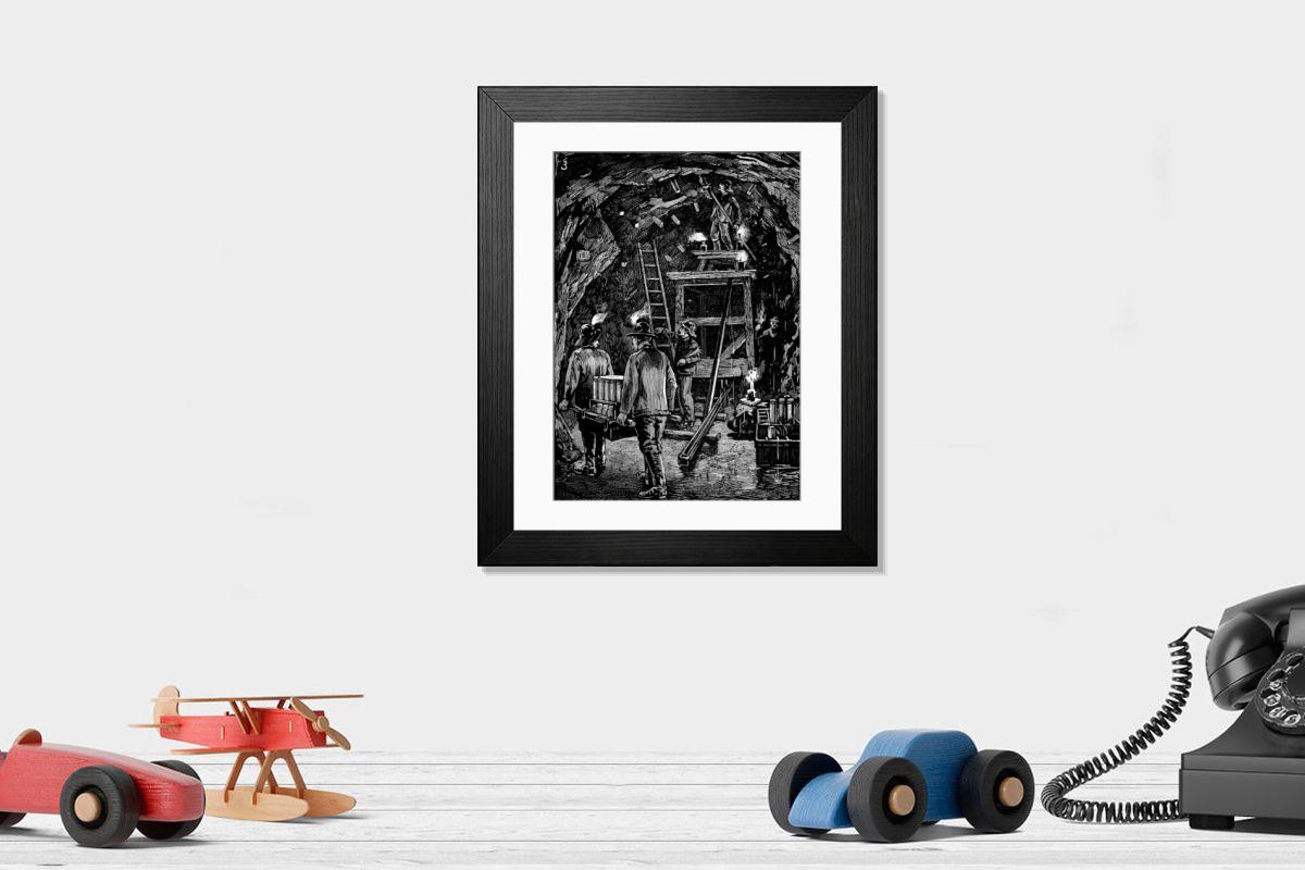 Shown hanging in a room: Modern 14"x12" (36x31cm)