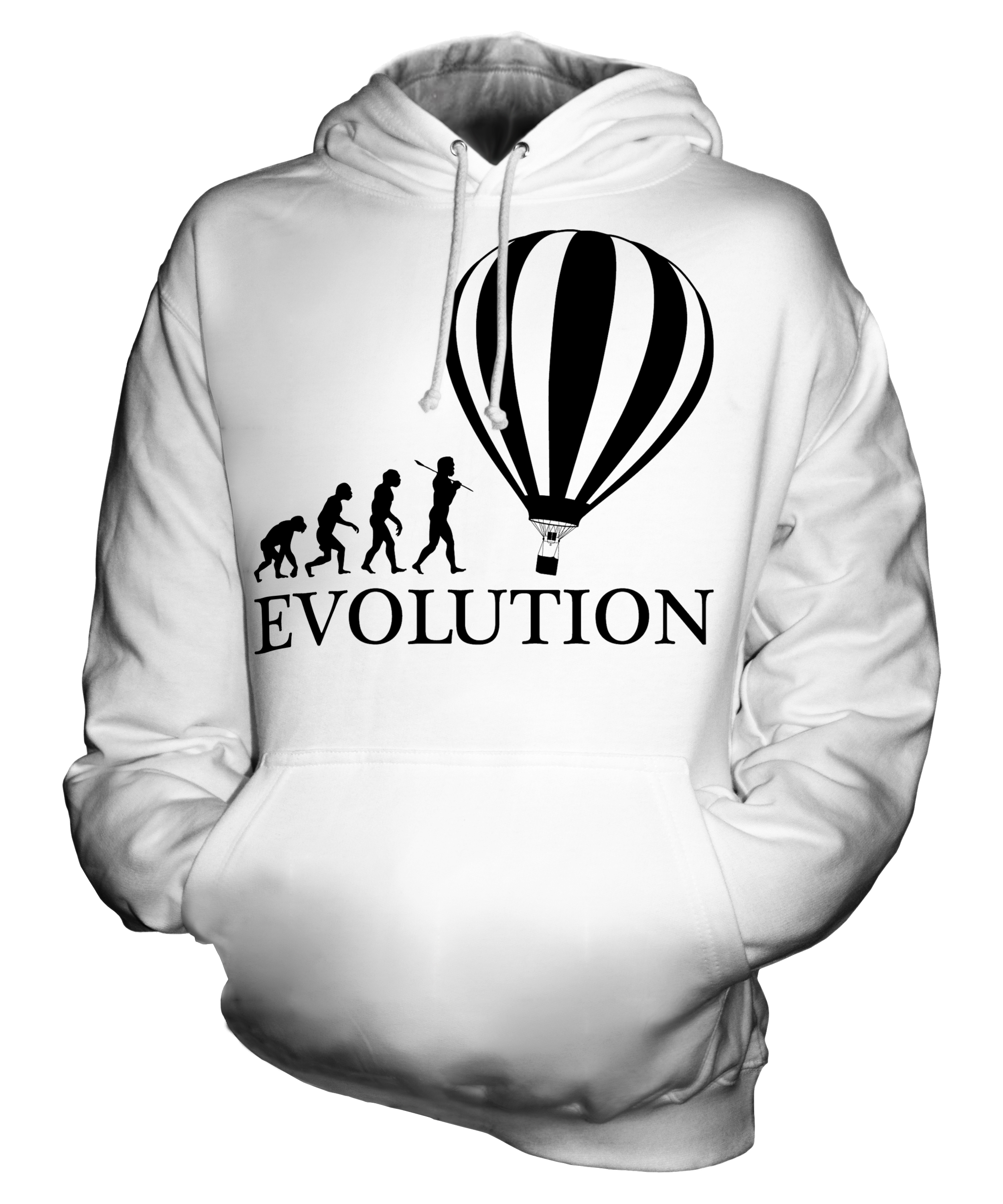 HOT AIR BALLOON EVOLUTION OF MAN UNISEX HOODIE MENS WOMENS GIFT BALLOONING