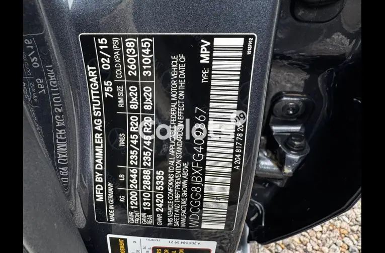 2015 MERCEDES GLK350 (FULL OPTION) - 2/5