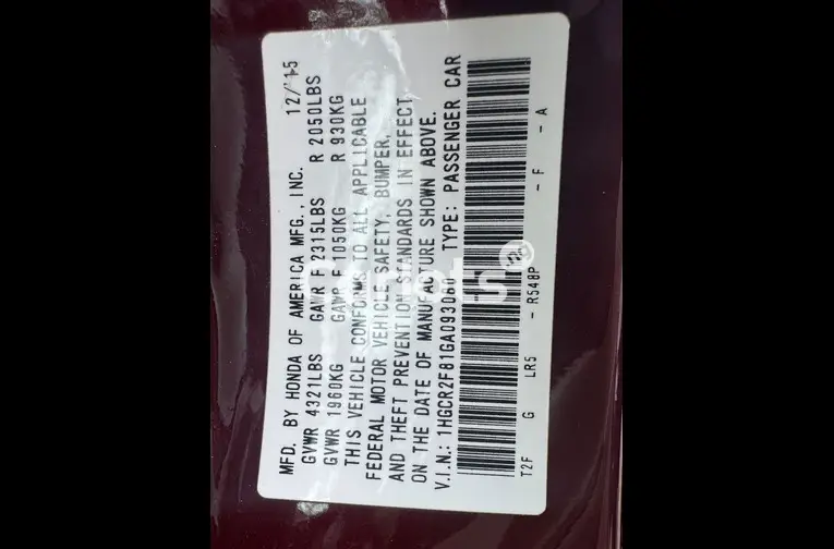 HONDA ACCORD 2016 - 4/7