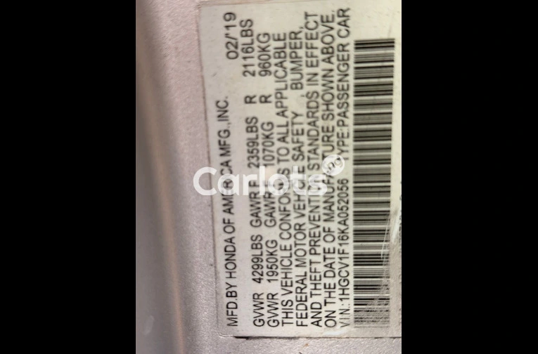 2019 HONDA ACCORD - 6/7