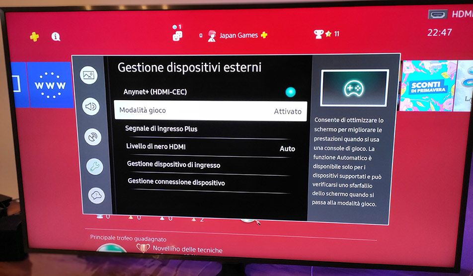 Modalità Gioco Samsung Tv RU8000TV 4K