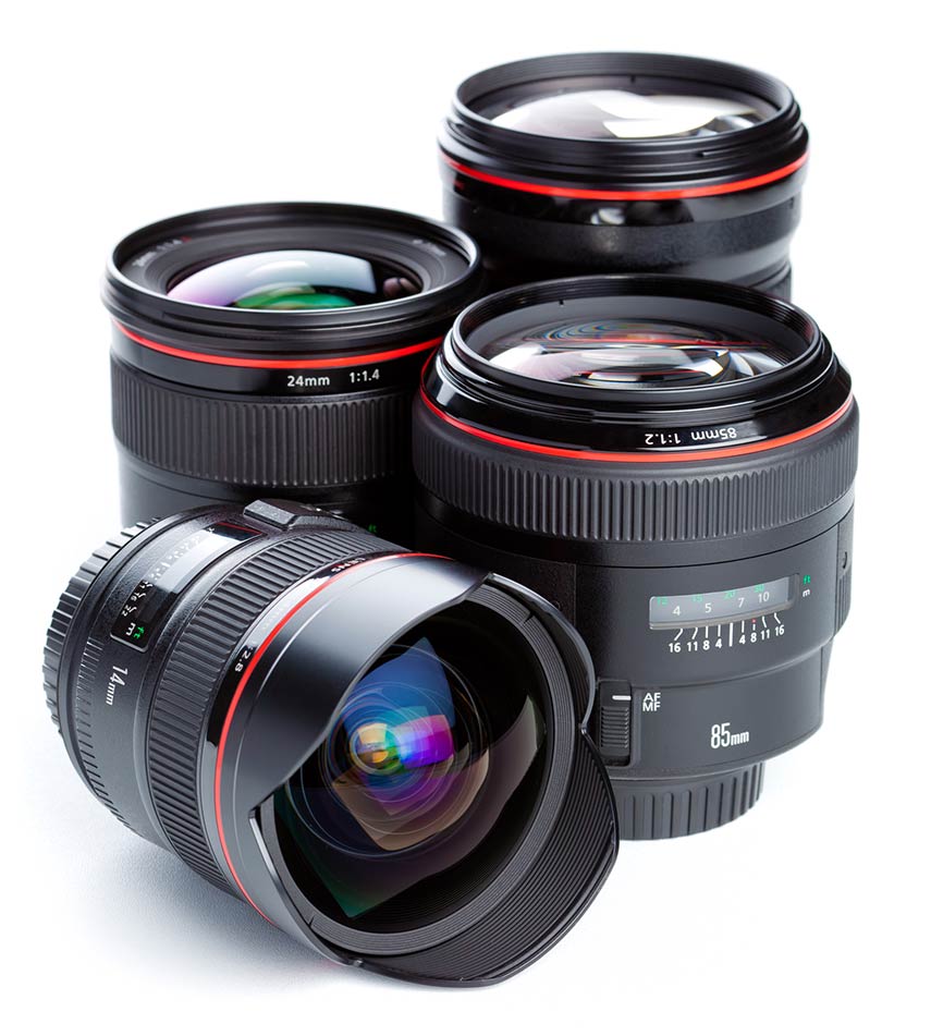 diversi obiettivi per fotocamere