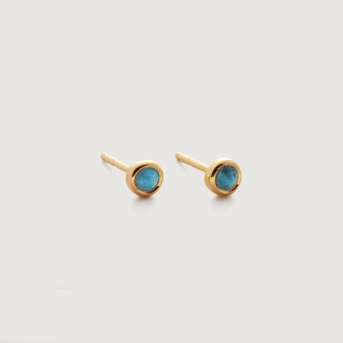 Gold Vermeil Gemstone Stud Earrings - Turquoise