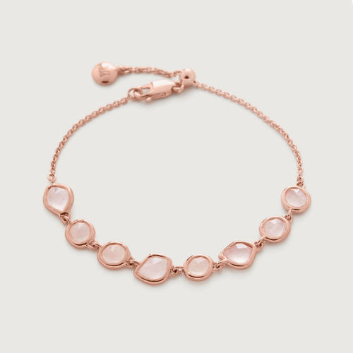 Rose Gold Vermeil MV Siren™ Bezel Gemstone Chain Bracelet - Rose Quartz