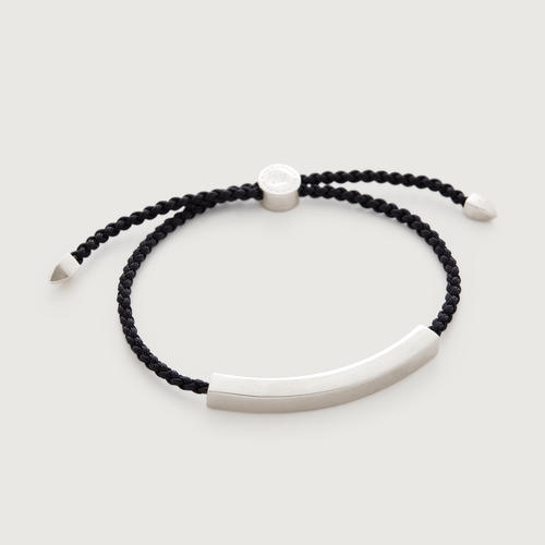 Sterling Silver Linear Bold Cord Friendship Bracelet - Black