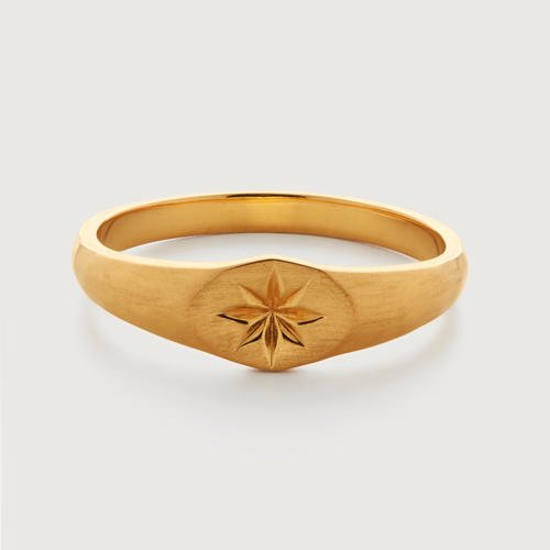 Gold Vermeil Guiding Star Signet Ring
