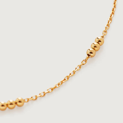 Gold Vermeil Triple Beaded Chain Necklace 14-16'