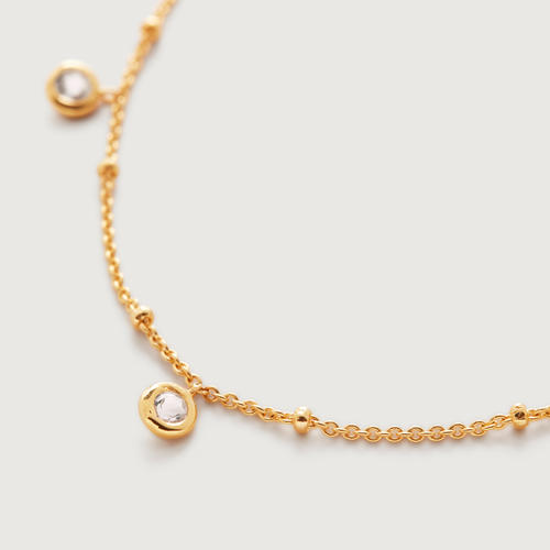 Gold Vermeil Mini Gemstone Chain Necklace - White Topaz